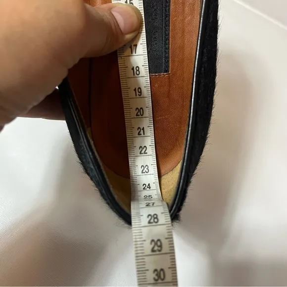 LANVIN Womens Black Calf Hair Flats Almond Toe Pull On Made In Italy Shoes Sz 36