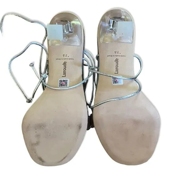 Larroude Gloria Silver Lucite High Heels Lace up Tie Shoes Revolve New sz 7.5