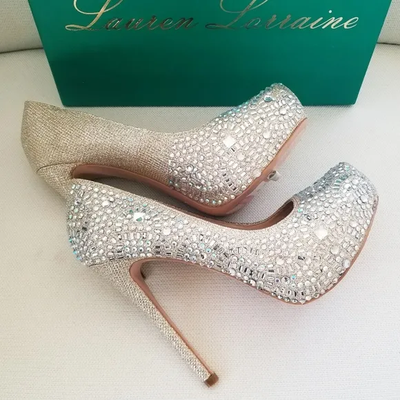 Lauren Lorraine Golden Nude Vanna 2 Platforms NWT