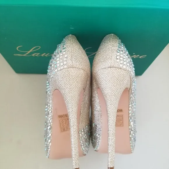 Lauren Lorraine Golden Nude Vanna 2 Platforms NWT