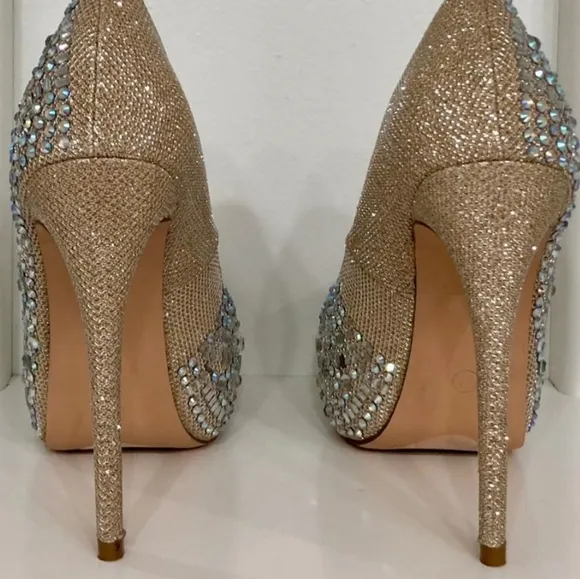 Lauren Lorraine Golden Nude Vanna 2 Platforms NWT