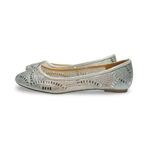 Lauren Lorraine LUMA Silver Crystal Ballet Flats Size 6.5 Bridal Party Excellent