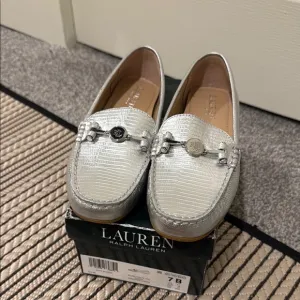 Lauren Ralph Lauren Silver Flats with Chain Detail
