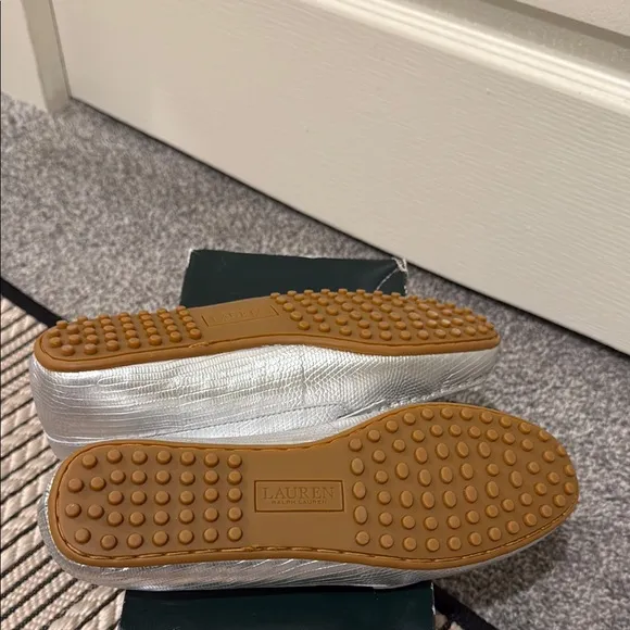 Lauren Ralph Lauren Silver Flats with Chain Detail