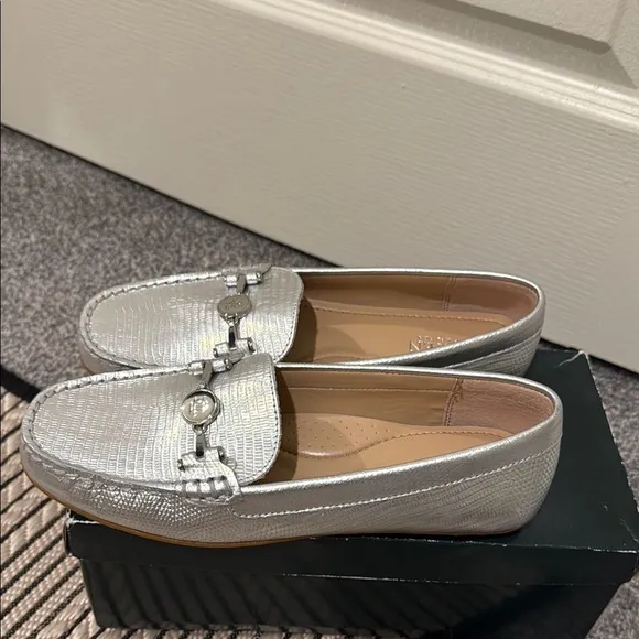 Lauren Ralph Lauren Silver Flats with Chain Detail
