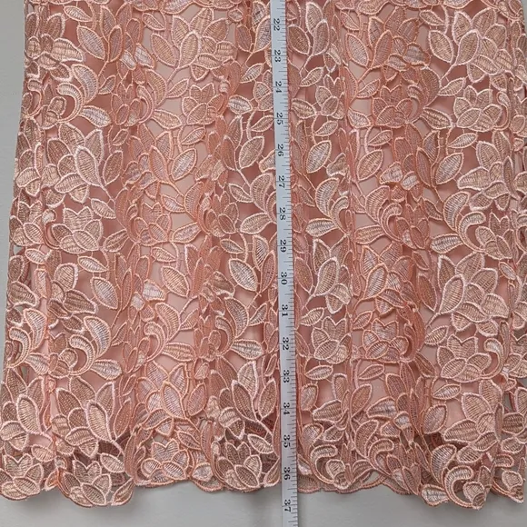 Lauren Ralph Lauren Sleeveless Lace Sheath Dress Peachy Pink Fully Lined - sz 8