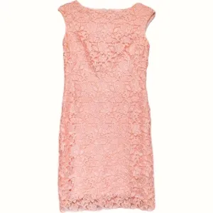 Lauren Ralph Lauren Sleeveless Lace Sheath Dress Peachy Pink Fully Lined - sz 8