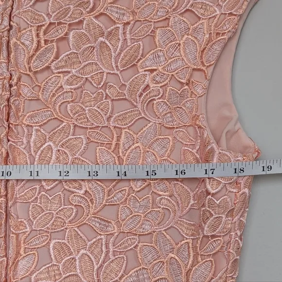 Lauren Ralph Lauren Sleeveless Lace Sheath Dress Peachy Pink Fully Lined - sz 8