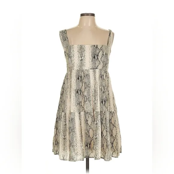 Lavender Brown Snake Print Georgette Dress – L – NWT – $186 Retail