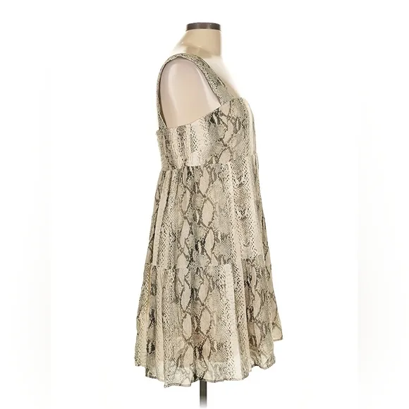 Lavender Brown Snake Print Georgette Dress – L – NWT – $186 Retail