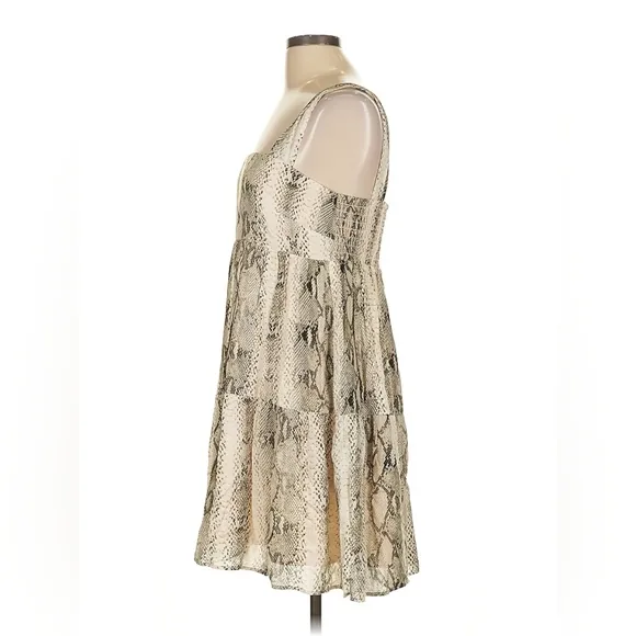Lavender Brown Snake Print Georgette Dress – L – NWT – $186 Retail