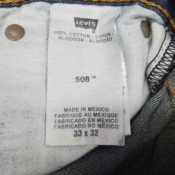 Levi's 508 Jeans Men 33x32 Regular Tapered Distressed Faded Denim Blue Casual