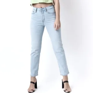 Levi's Wedgie Fit High Rise Waisted Straight Jeans Light Wash