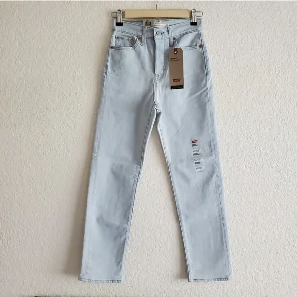 Levi's Wedgie Fit High Rise Waisted Straight Jeans Light Wash