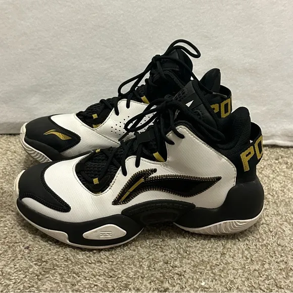 Li-Ning Basketball Shoes Power 6 Premium Mid 'White Black Gold' Men size 7