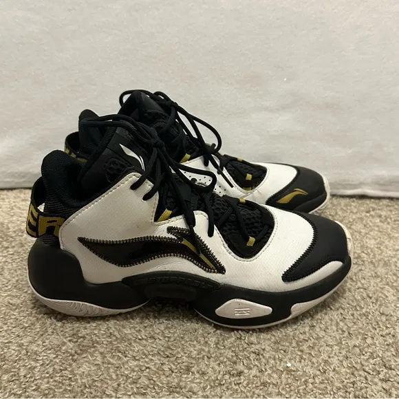 Li-Ning Basketball Shoes Power 6 Premium Mid 'White Black Gold' Men size 7