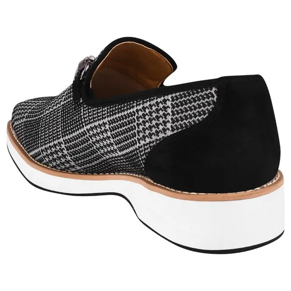 LIBERTYZENO Men's Gold Buckle Loafers Fashion Pull-on Penny Party Wedding Shoes