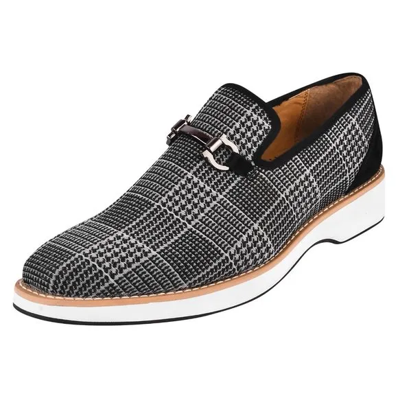 LIBERTYZENO Men's Gold Buckle Loafers Fashion Pull-on Penny Party Wedding Shoes