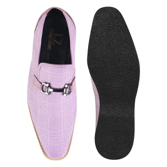 LIBERTYZENO Men's Silver Buckle Loafers Fashion Penny Party Wedding Slip-Ons