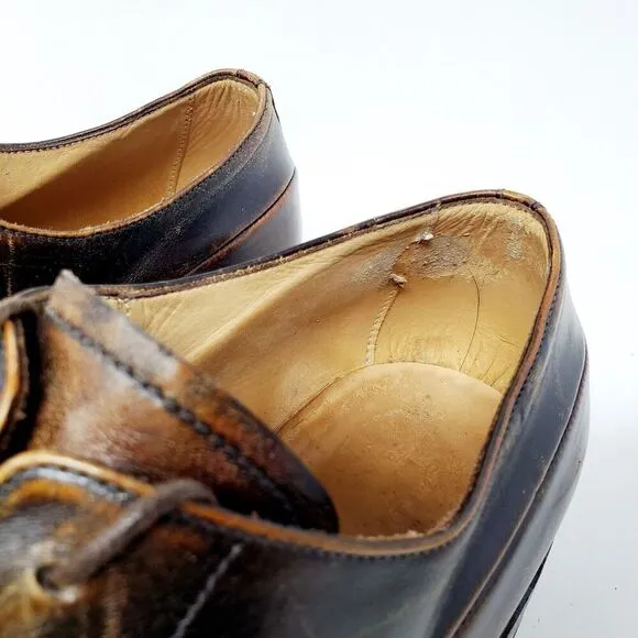 Lidfort x Barneys Shoes Mens 10 Brown Leather Derby Italy Stitched Oxford