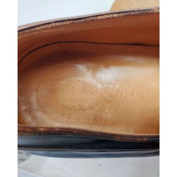 Lidfort x Barneys Shoes Mens 10 Brown Leather Derby Italy Stitched Oxford