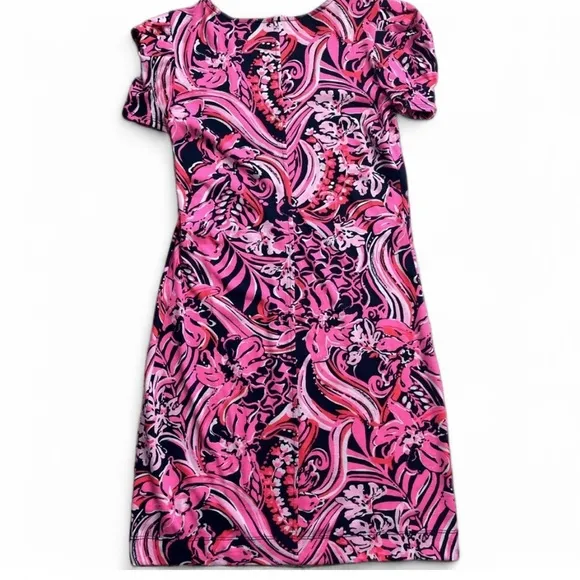 Lilly Pulitzer Aleece T-Shirt Dress Low Tide Navy Flirty Funs and Feathers, XXS