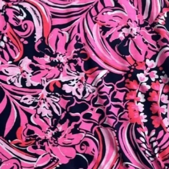 Lilly Pulitzer Aleece T-Shirt Dress Low Tide Navy Flirty Funs and Feathers, XXS