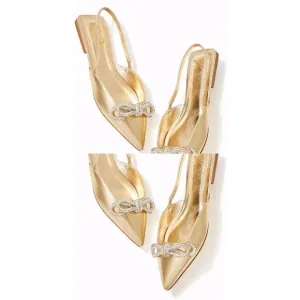 Lilly Pulitzer Brit Leather Slingbacks 2025 Bow Diamond Flats Gold Elegant Balle
