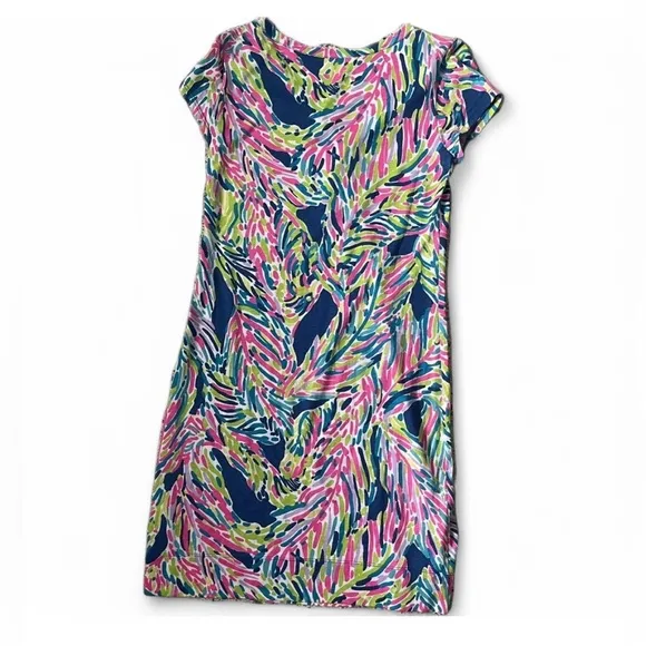 Lilly Pulitzer Palmira Dress Indigo Palm Reader, size XS. Short sleeves