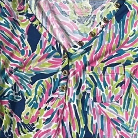 Lilly Pulitzer Palmira Dress Indigo Palm Reader, size XS. Short sleeves