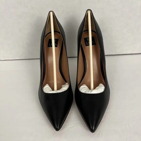 Lita By Ciara Black Pump Woman Shoes Italian Leather Solid Point Toe Size 40/8.5