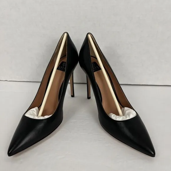 Lita By Ciara Black Pump Woman Shoes Italian Leather Solid Point Toe Size 40/8.5