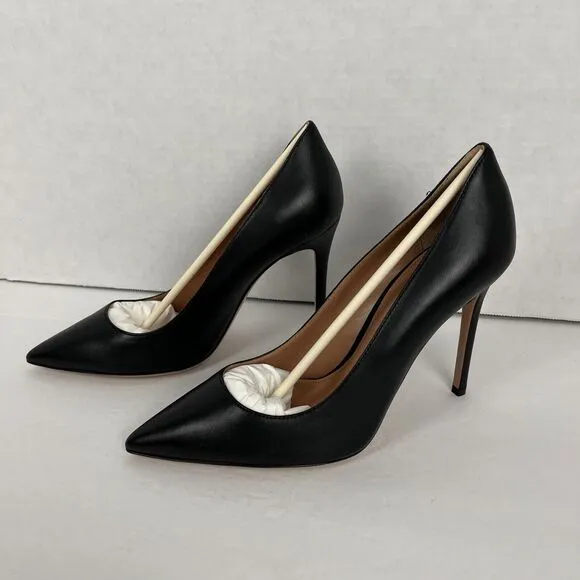 Lita By Ciara Black Pump Womans Shoes Italian Leather Solid Point Toe Size 39/8