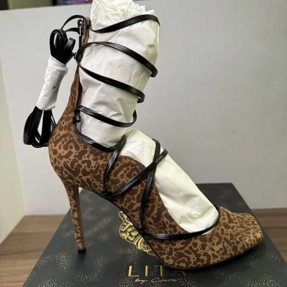 LITA by Ciara Strappy Gladiator Italian Leather Cheetah Heel Sandal EU 40/US 9.5