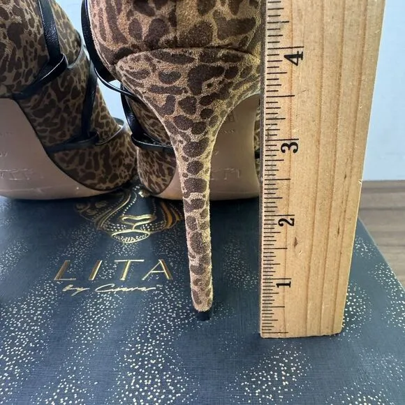 LITA by Ciara Strappy Gladiator Italian Leather Cheetah Heel Sandal EU 40/US 9.5
