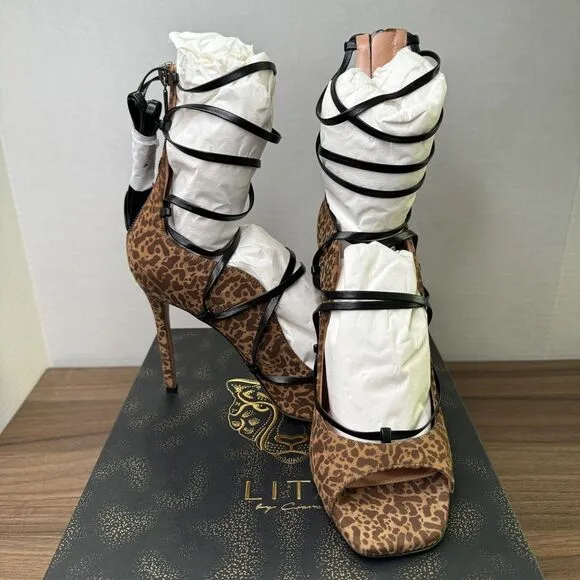 LITA by Ciara Strappy Gladiator Italian Leather Cheetah Heel Sandal EU 40/US 9.5