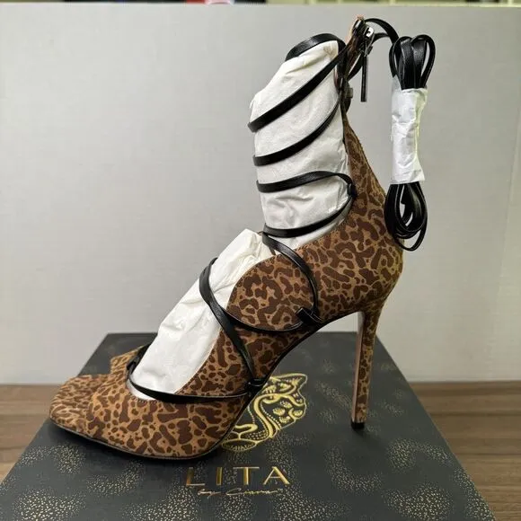 LITA by Ciara Strappy Gladiator Italian Leather Cheetah Heel Sandal EU 40/US 9.5