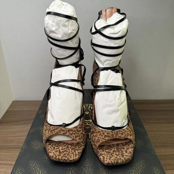 LITA by Ciara Strappy Gladiator Italian Leather Cheetah Heel Sandal EU 40/US 9.5