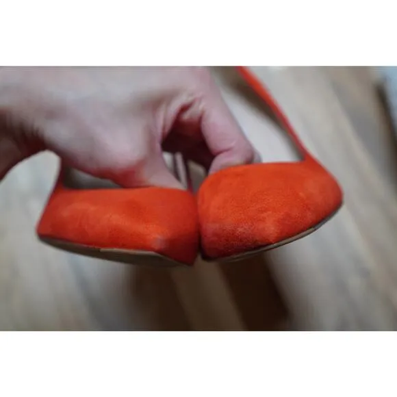 LK Bennett Floret Suede Pointed Toe Court Heels Pumps Orange EU 36.5 US 6