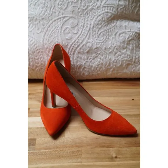 LK Bennett Floret Suede Pointed Toe Court Heels Pumps Orange EU 36.5 US 6