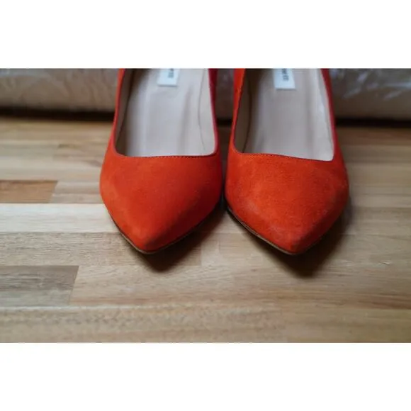 LK Bennett Floret Suede Pointed Toe Court Heels Pumps Orange EU 36.5 US 6