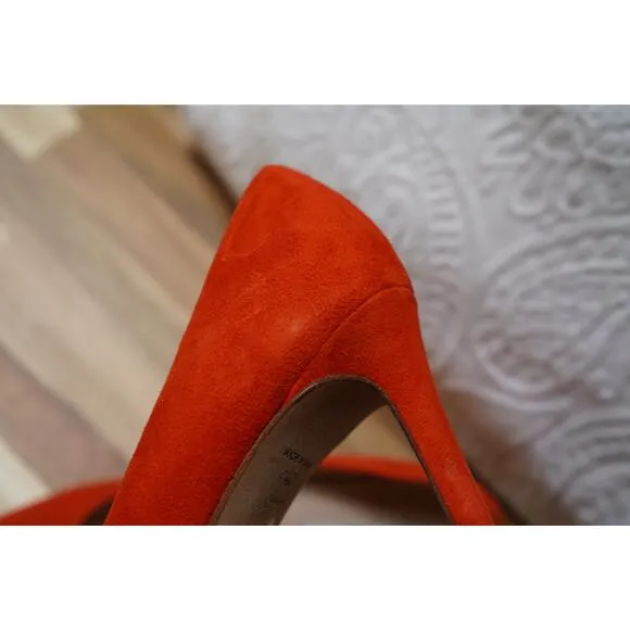 LK Bennett Floret Suede Pointed Toe Court Heels Pumps Orange EU 36.5 US 6