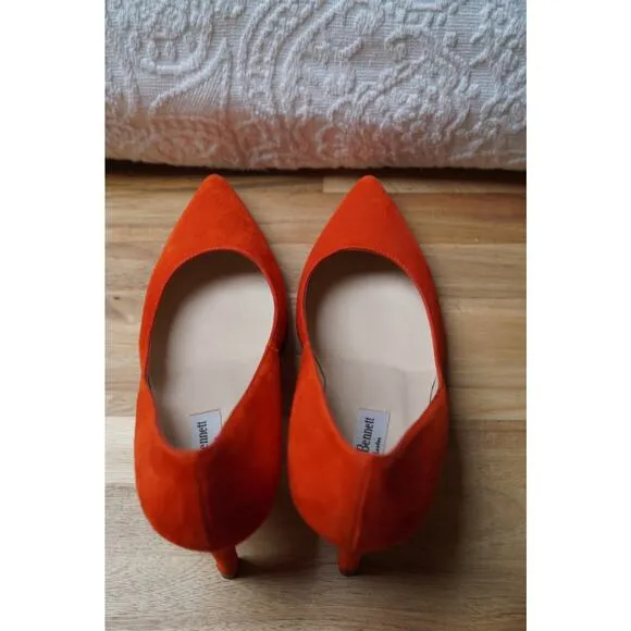 LK Bennett Floret Suede Pointed Toe Court Heels Pumps Orange EU 36.5 US 6