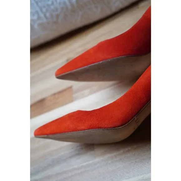 LK Bennett Floret Suede Pointed Toe Court Heels Pumps Orange EU 36.5 US 6