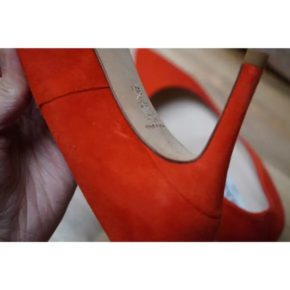 LK Bennett Floret Suede Pointed Toe Court Heels Pumps Orange EU 36.5 US 6