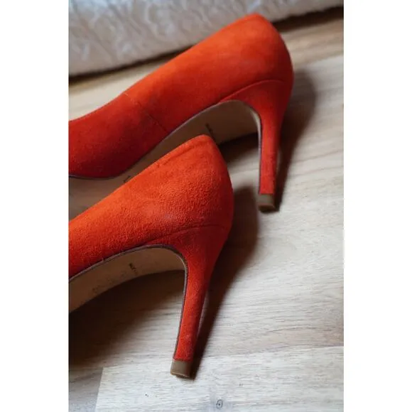 LK Bennett Floret Suede Pointed Toe Court Heels Pumps Orange EU 36.5 US 6