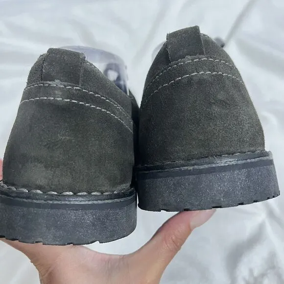 L.L. Bean Oxford Shoes Size 9.5 W Olive Green Suede Lace Career Loafer Leather