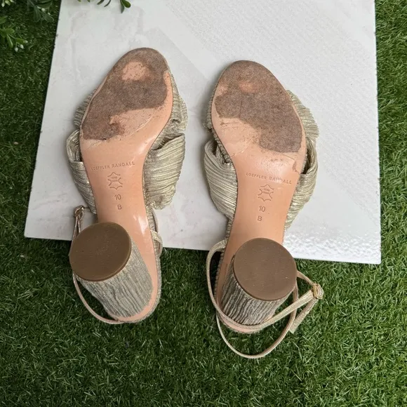 Loeffler Randall Camellia in champagne size 10 women’s party shoes block Heel