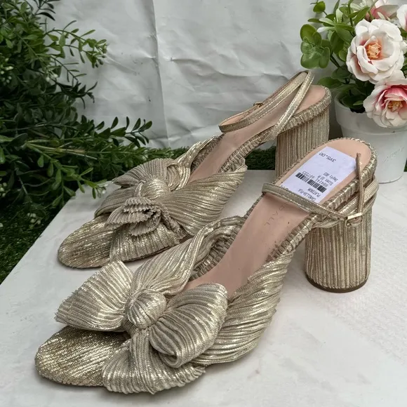 Loeffler Randall Camellia in champagne size 10 women’s party shoes block Heel
