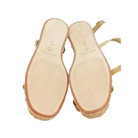 Loeffler Randall Gaby Sandals Platform Pleated Bow Espadrille Boho Raffia Sz 9.5